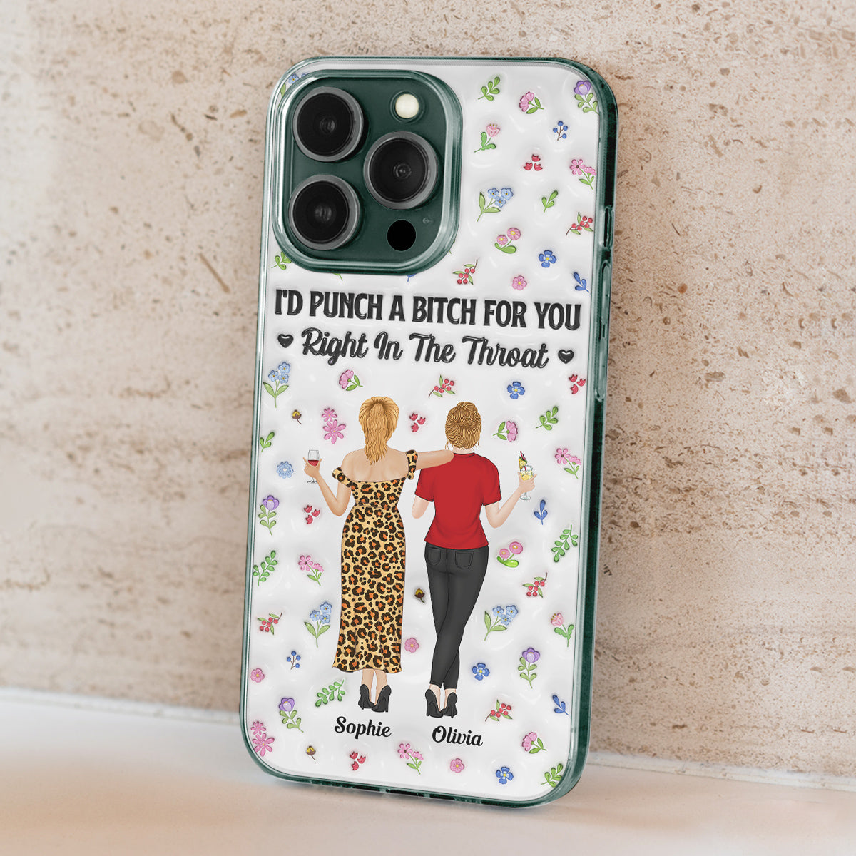 Punch Bitch Besties - Personalized Custom 3D Inflated Effect Phone Case