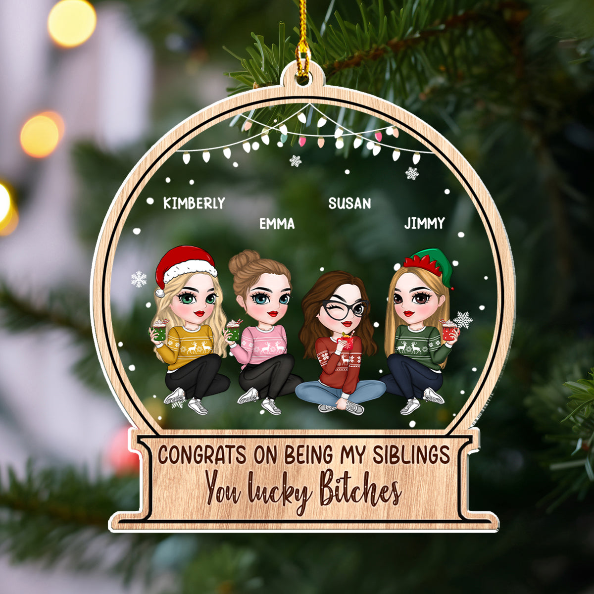 Christmas Congrats On Being My Bestie Sister Coworker - Personalized Custom Acrylic Ornament