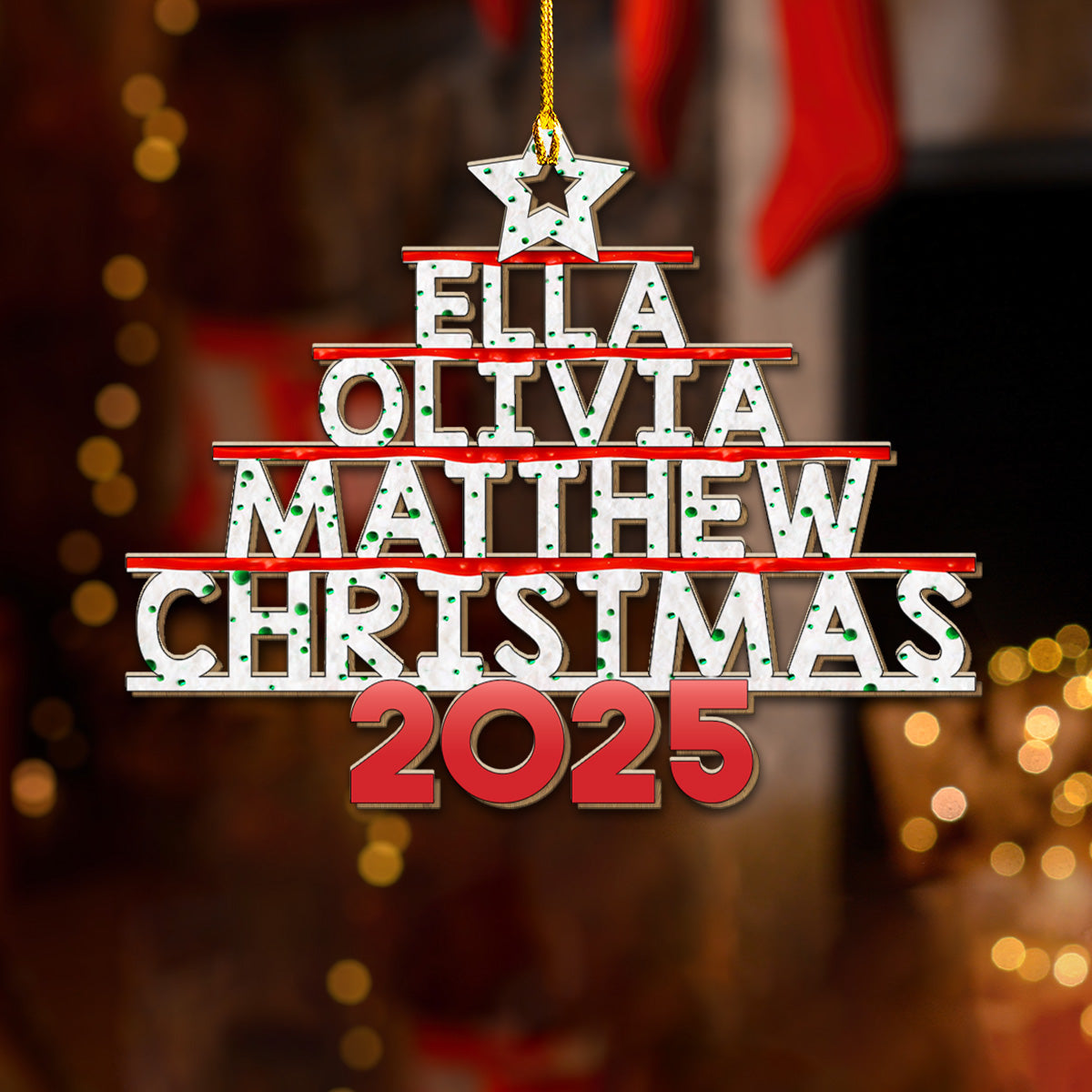 Family Name Custom Christmas Tree Cake - Personalized Custom Wood Ornament