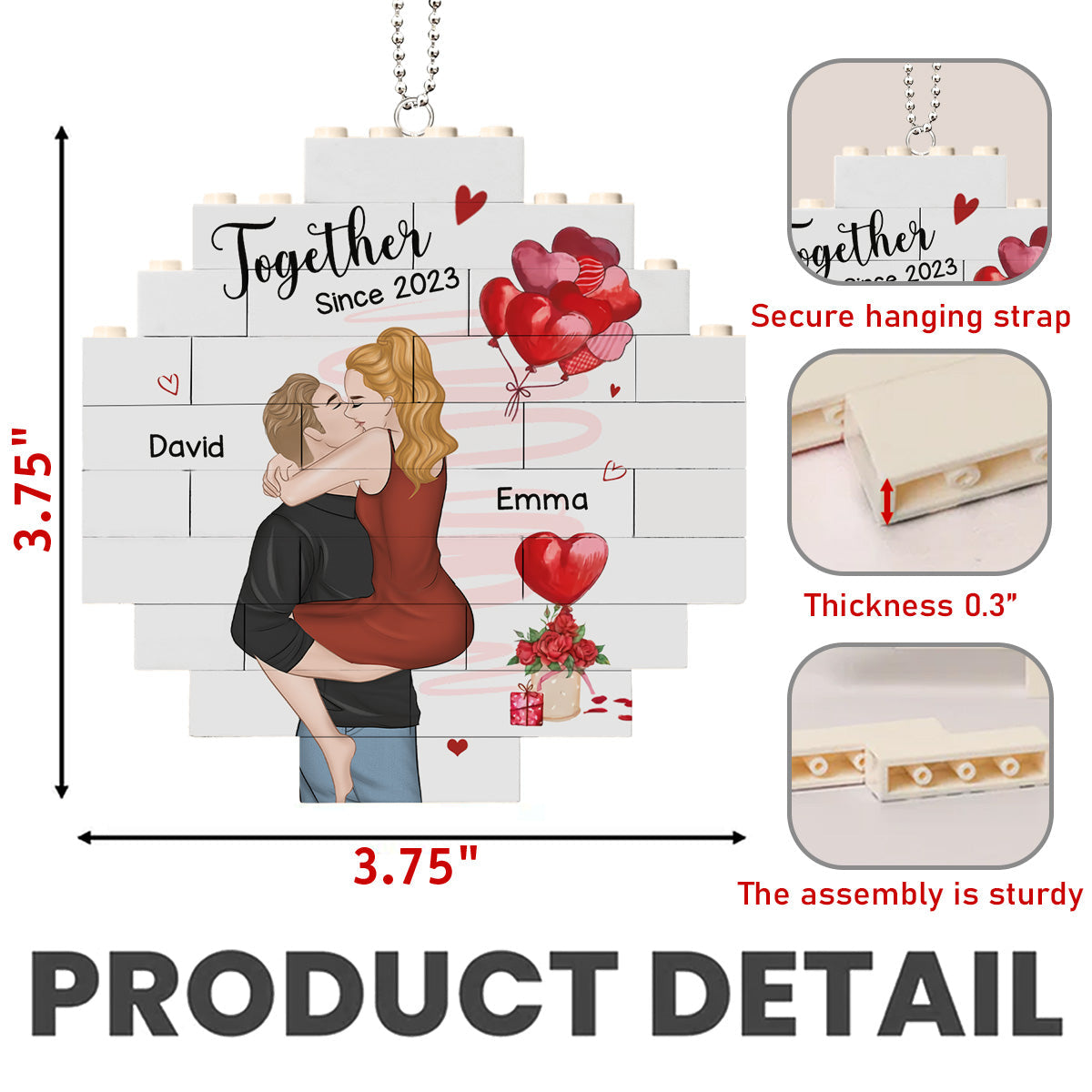 I Love You Forever - Personalized Custom Puzzle Car Ornament