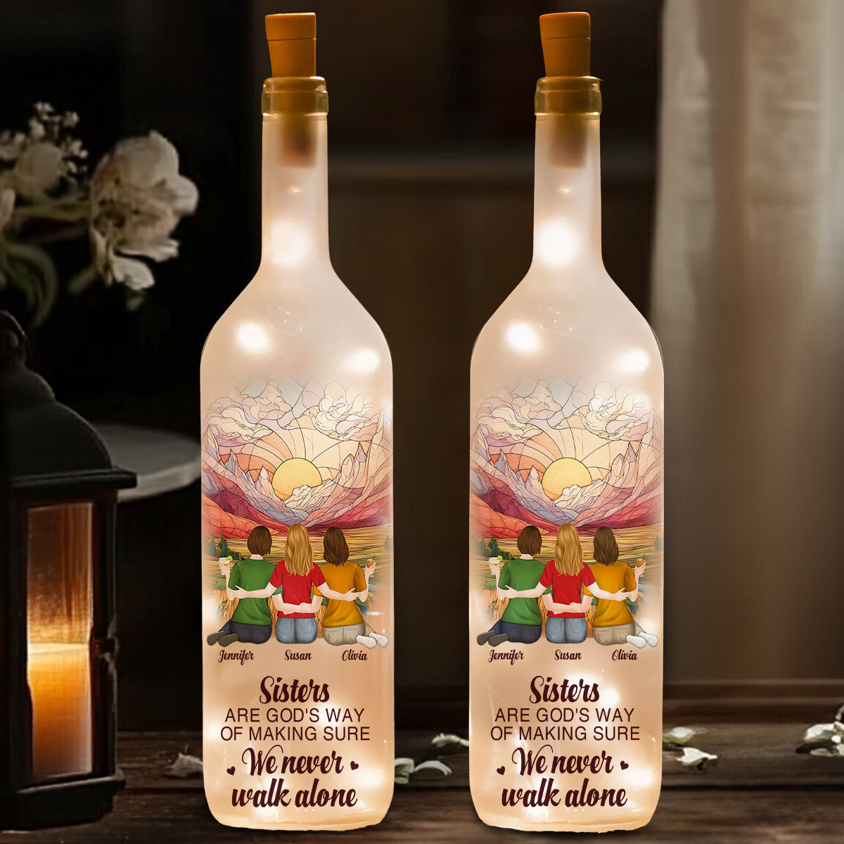 A Sister Is God Way - Personalized Custom Bottle Lamp