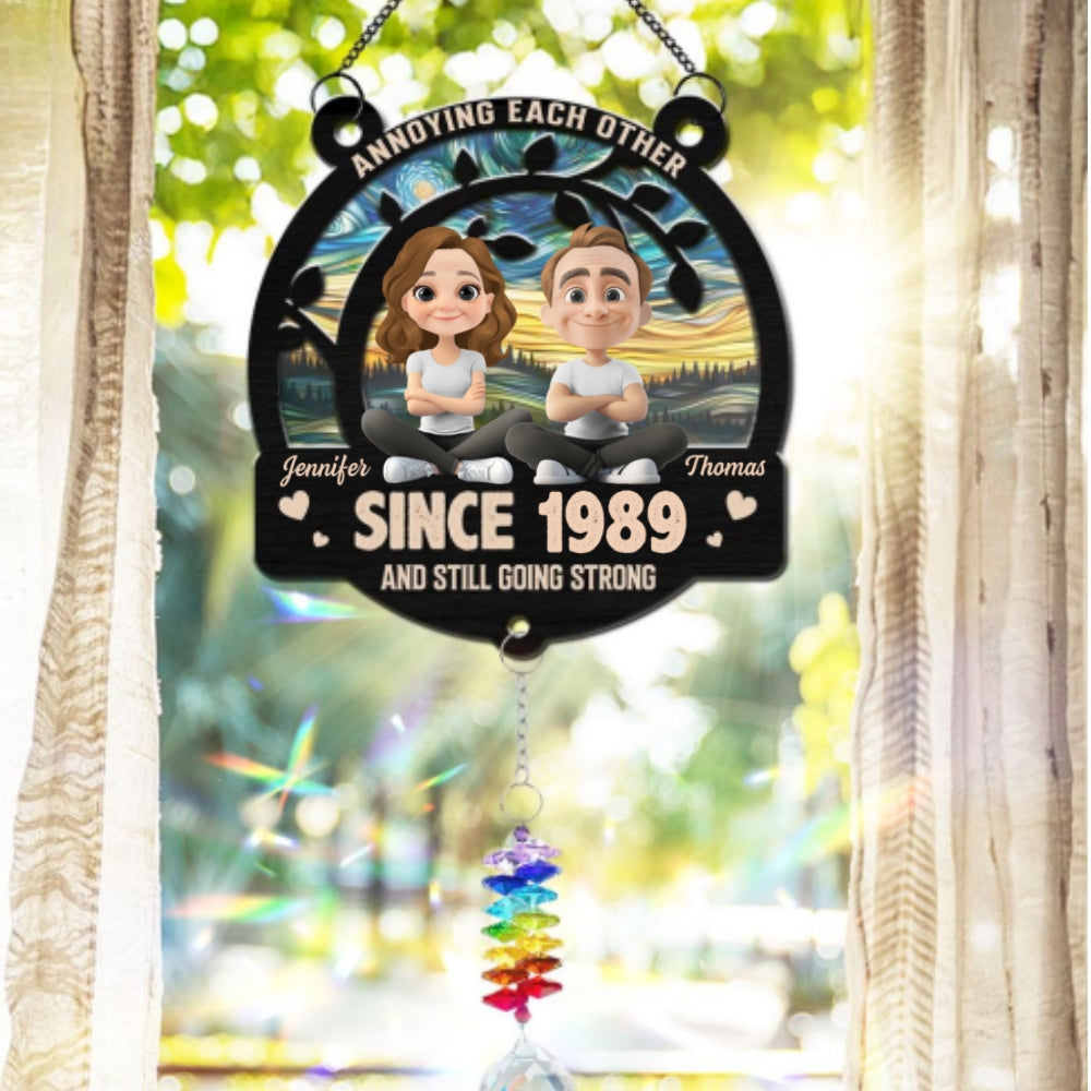 Love You Forever - Personalized Custom Suncatcher With Crystal Rainbow Charm