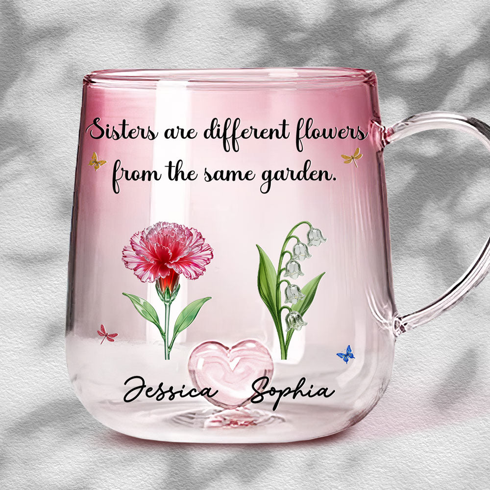 We Are Flowers - Personalized Custom Pink Gradient Glass Mug