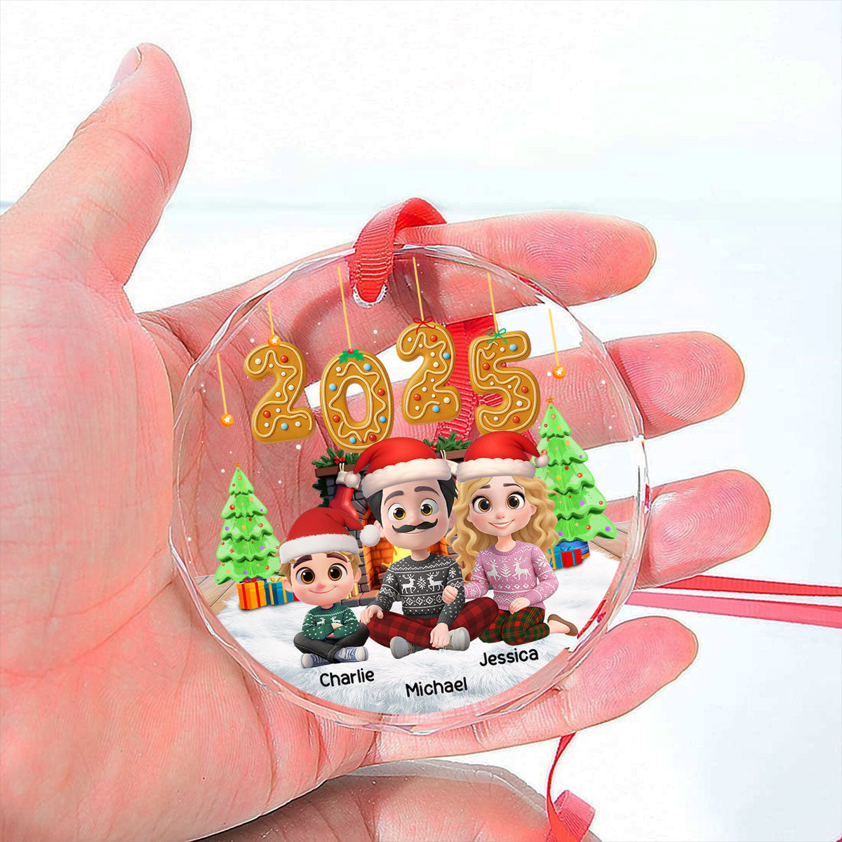Family Of The Year - Personalized Custom Glass Ornament