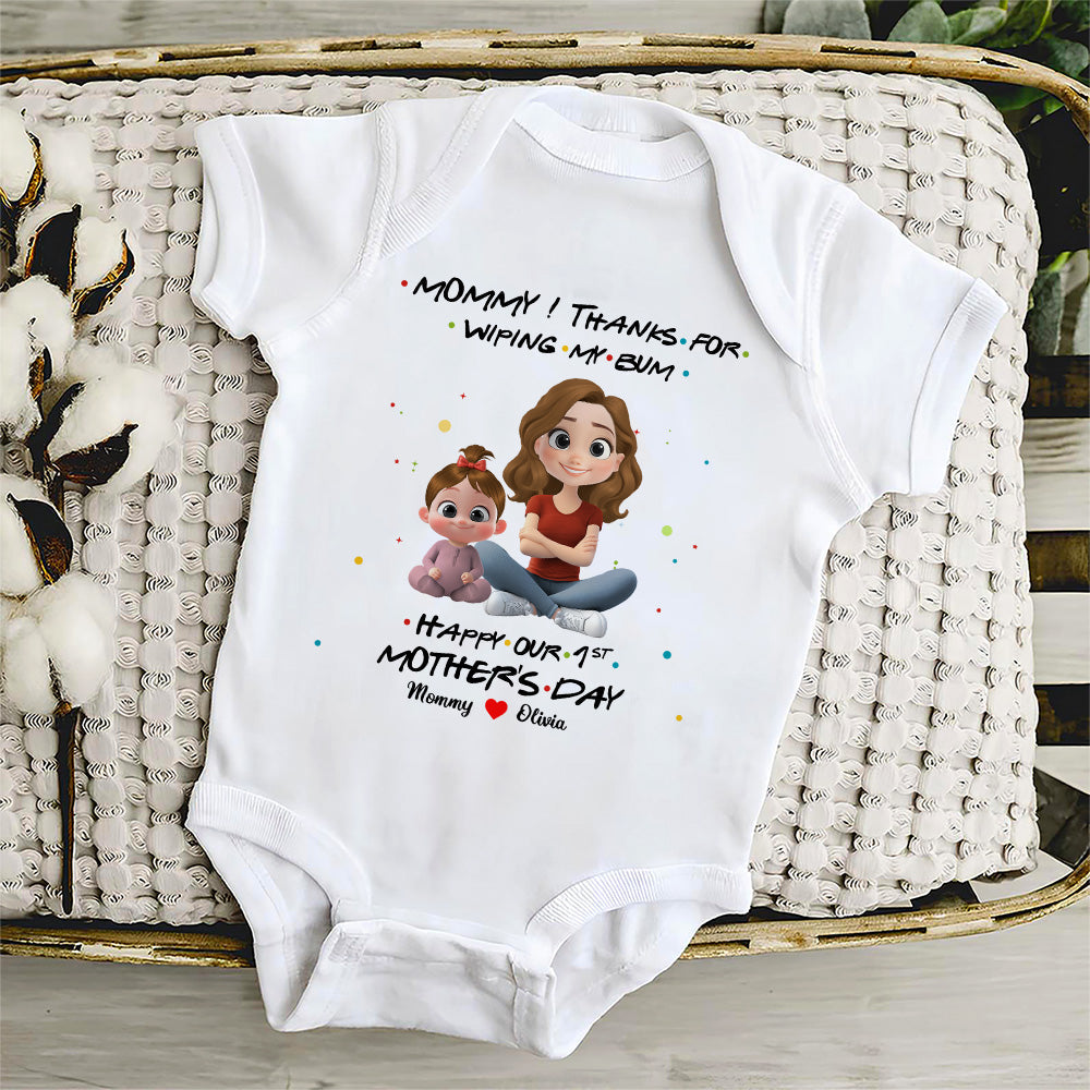 Thank Mommy For Wiping My Bum - Personalized Custom Baby Onesie