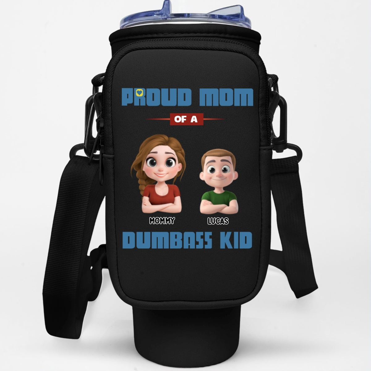 Proud Mom - Personalized Custom Water Bottle Carrier Bag