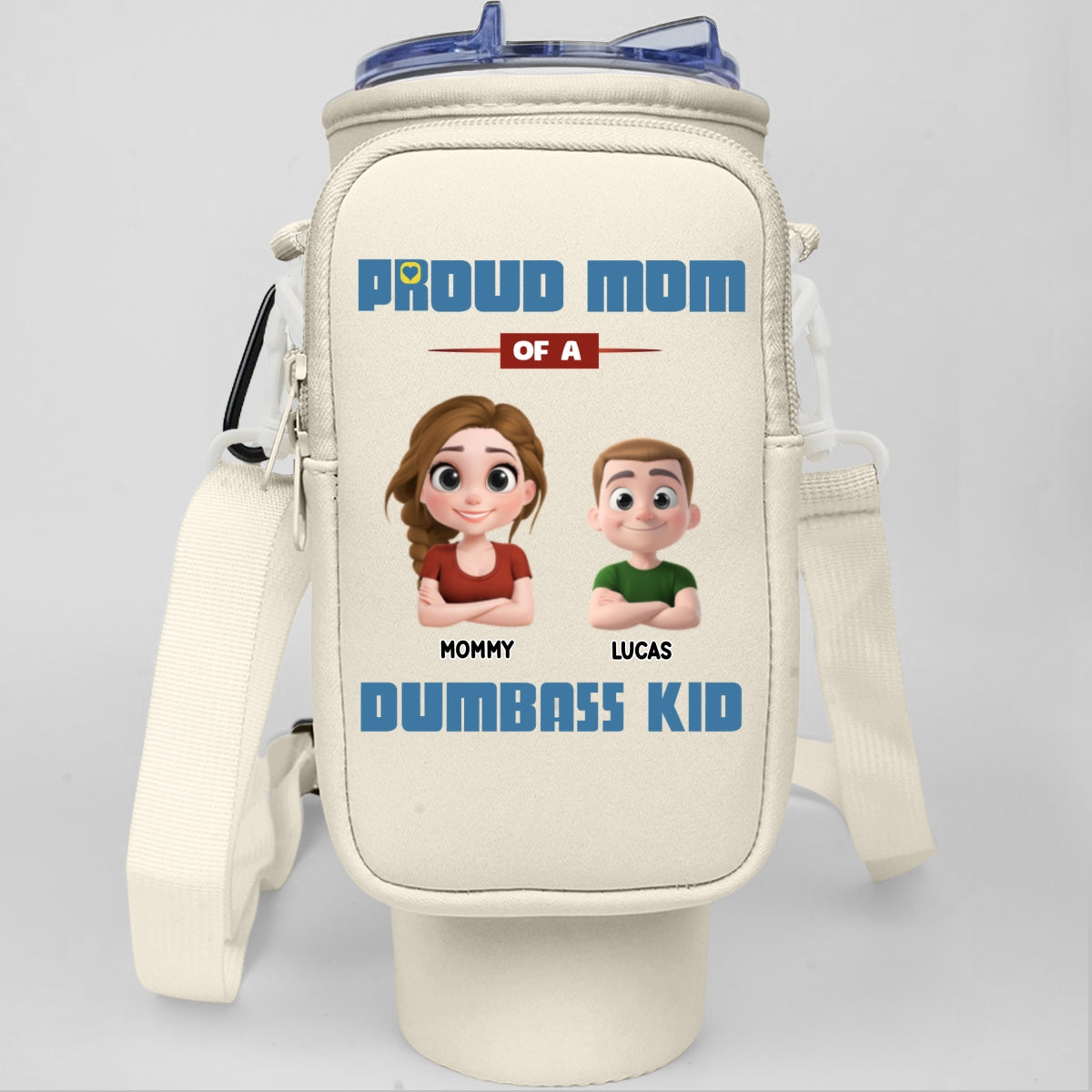 Proud Mom - Personalized Custom Water Bottle Carrier Bag