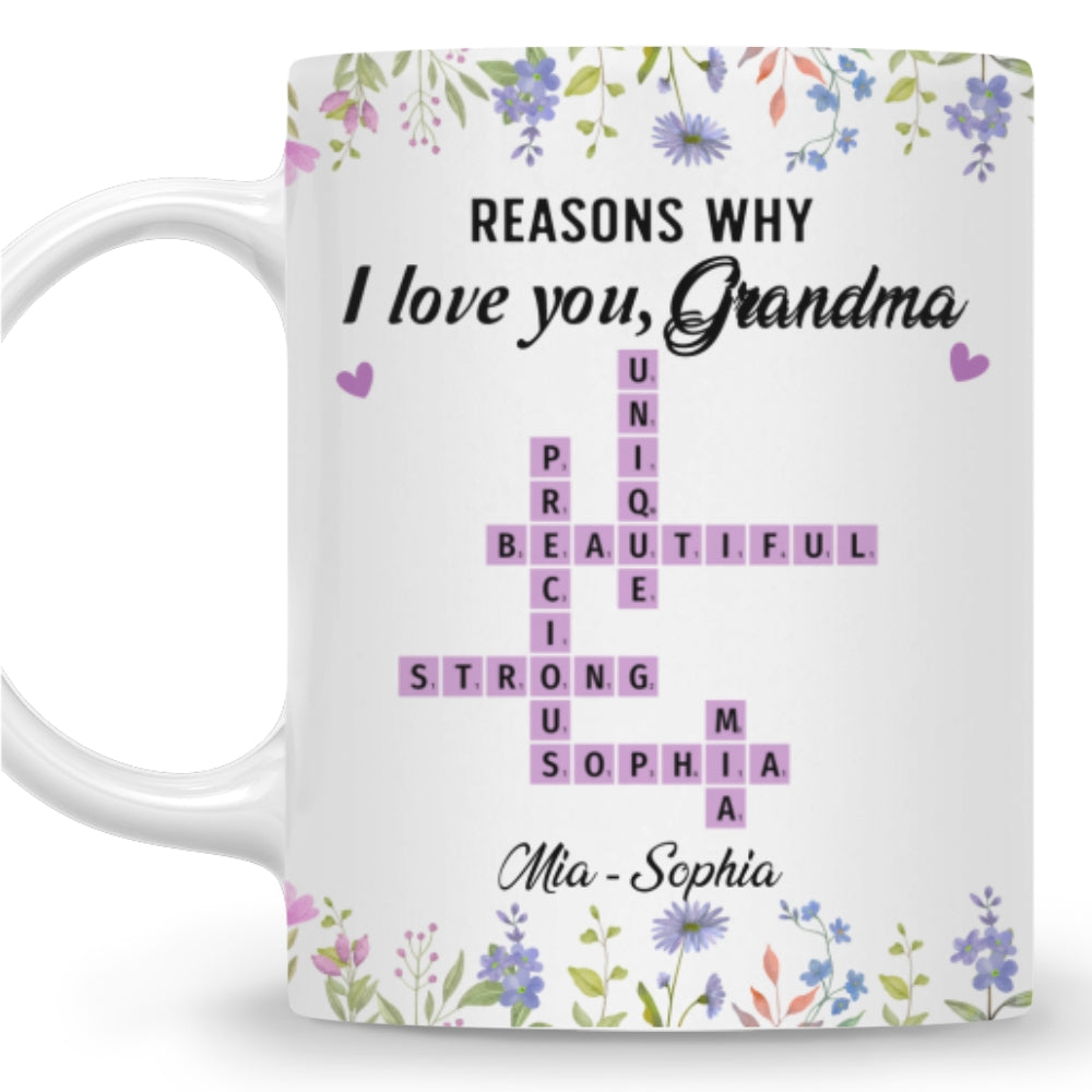 Reasons Why I Love You Mom Crossword Art - Personalized Custom Coffee Mug