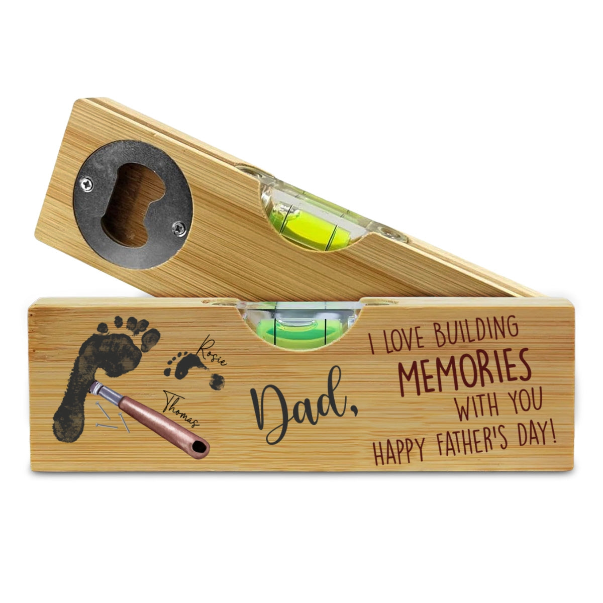 Building Memories With You - Personalized Custom Wooden Spirit Level Bottle Opener