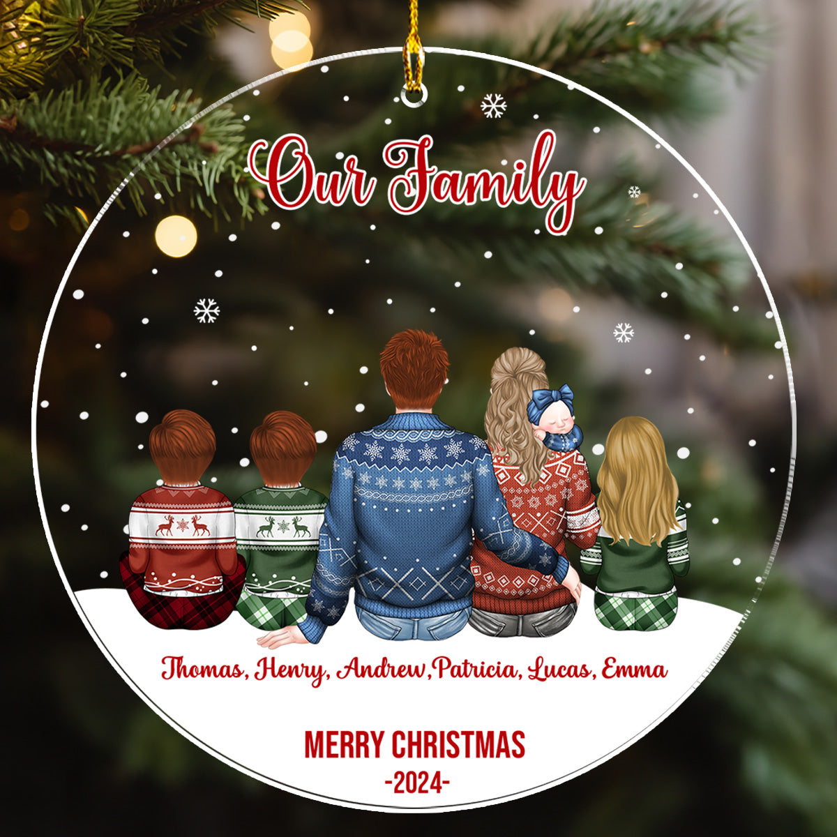 Happy Christmas Family 2024 - Personalized Custom Acrylic Ornament
