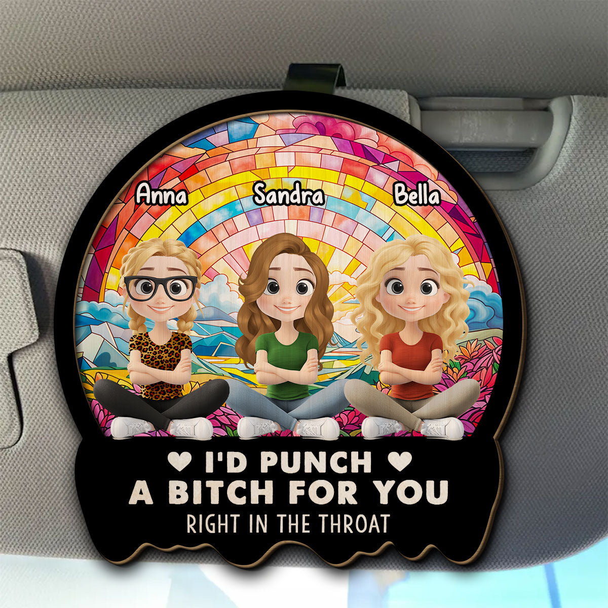 Right In The Throat Cartoonize - Personalized Custom Car Visor Clip