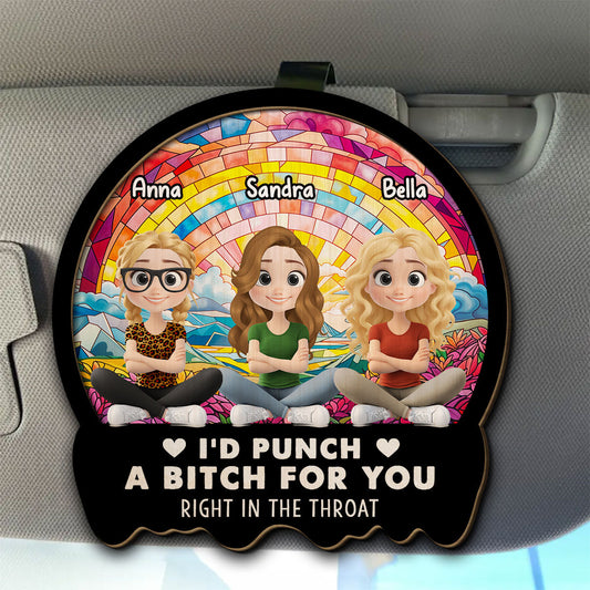Right In The Throat Cartoonize - Personalized Custom Car Visor Clip