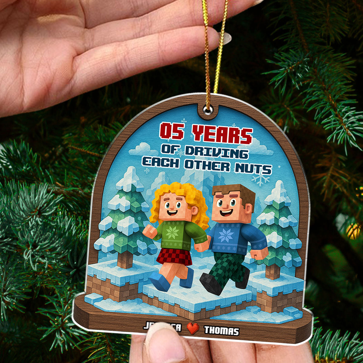 Snow Skate Together - Personalized Custom 3D Effect Acrylic Ornament