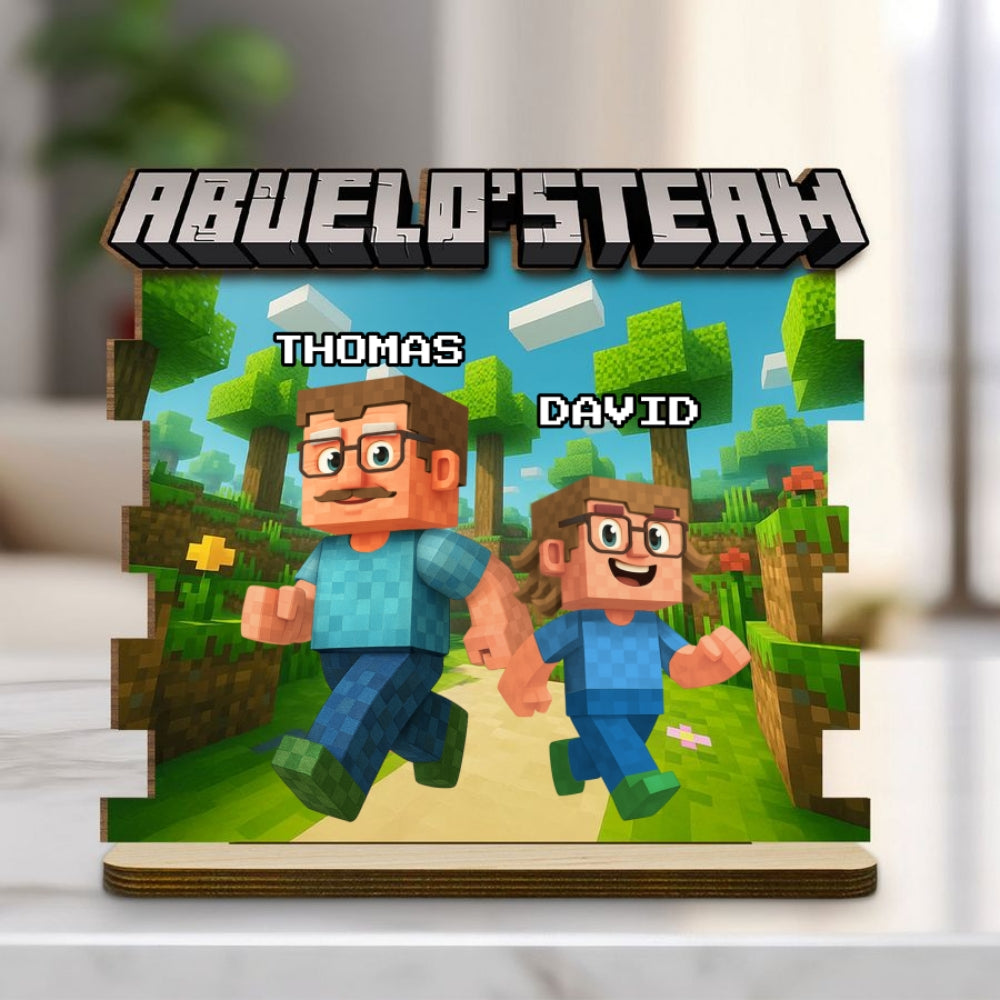 Dad Team - Personalized Custom 2-Layer Wood Plaque With Flat Base