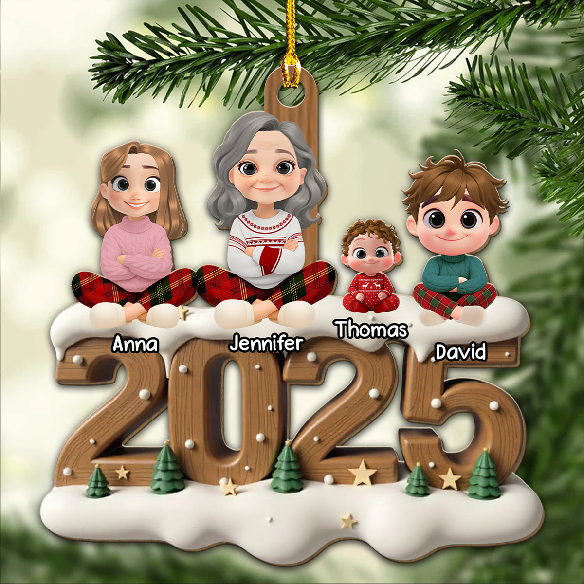 Your Grandma This Year Onwards - Personalized Custom 3D Effect Wood Ornament