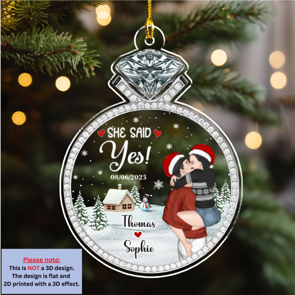 She Said Yes - Personalized Custom Acrylic Ornament