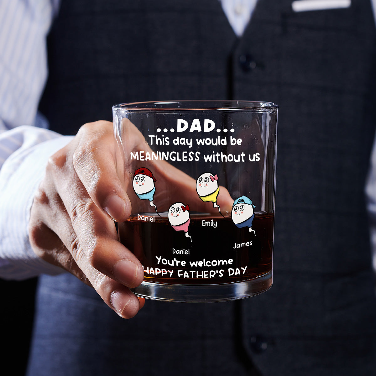 Our Existence Made You Dad - Personalized Custom Whiskey Glass
