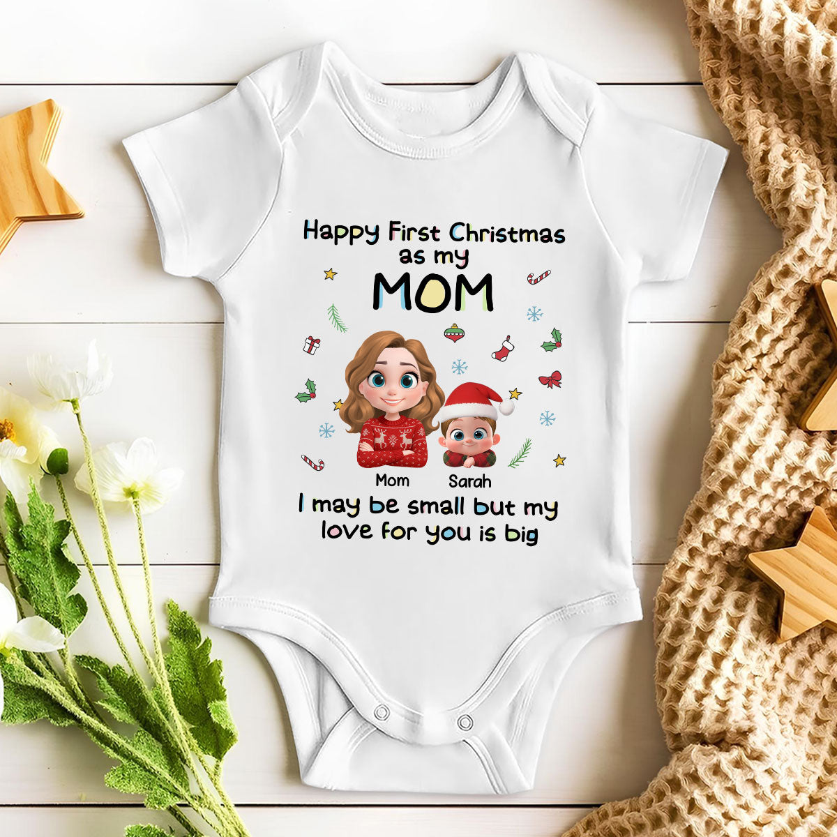 First Christmas With Mom - Personalized Custom Baby Onesie
