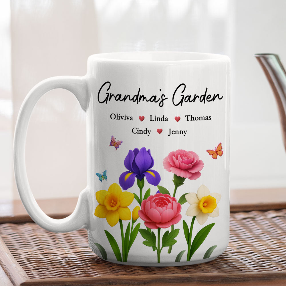 Grandma Garden Flowers - Personalized Custom Coffee Mug