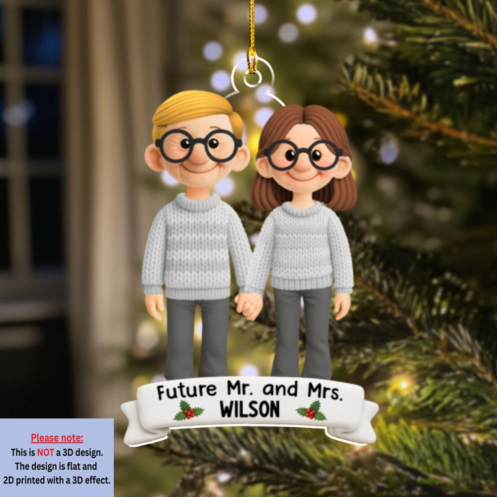 Future Mr. and Mrs. Couple - Personalized Custom 3D Effect Acrylic Ornament