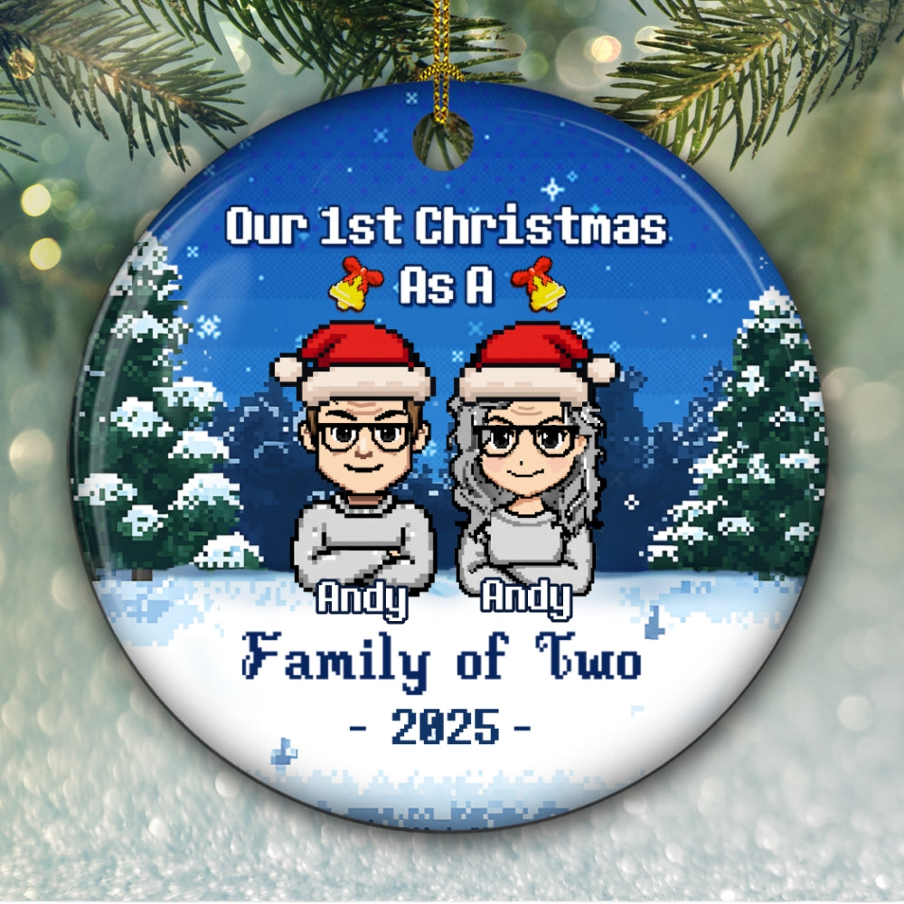 Warm Winter Family - Personalized Custom Ceramic Ornament