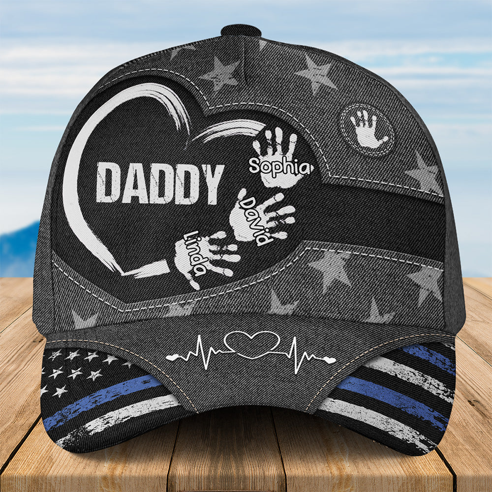 Grandpa Dad Kids Handprints - Personalized Custom Classic Cap