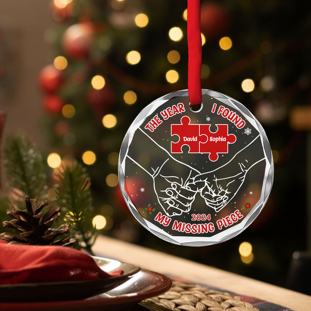The Year I Found My Missing Piece  - Personalized Custom Glass Ornament