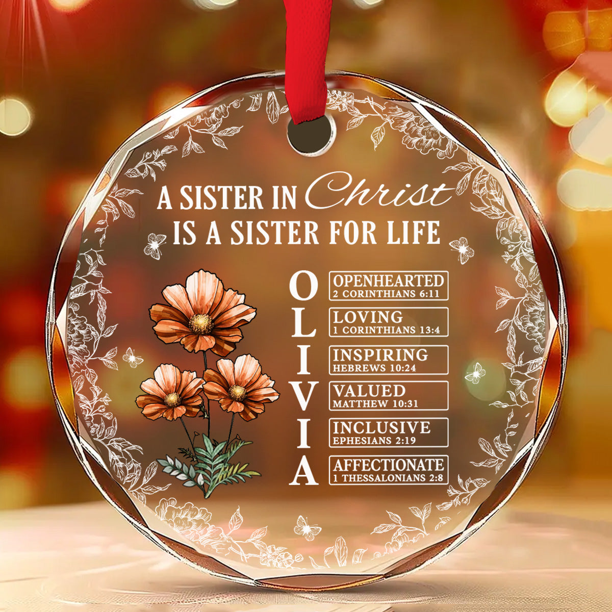 Sisterhood Rooted Deep In Faith - Personalized Custom Glass Ornament