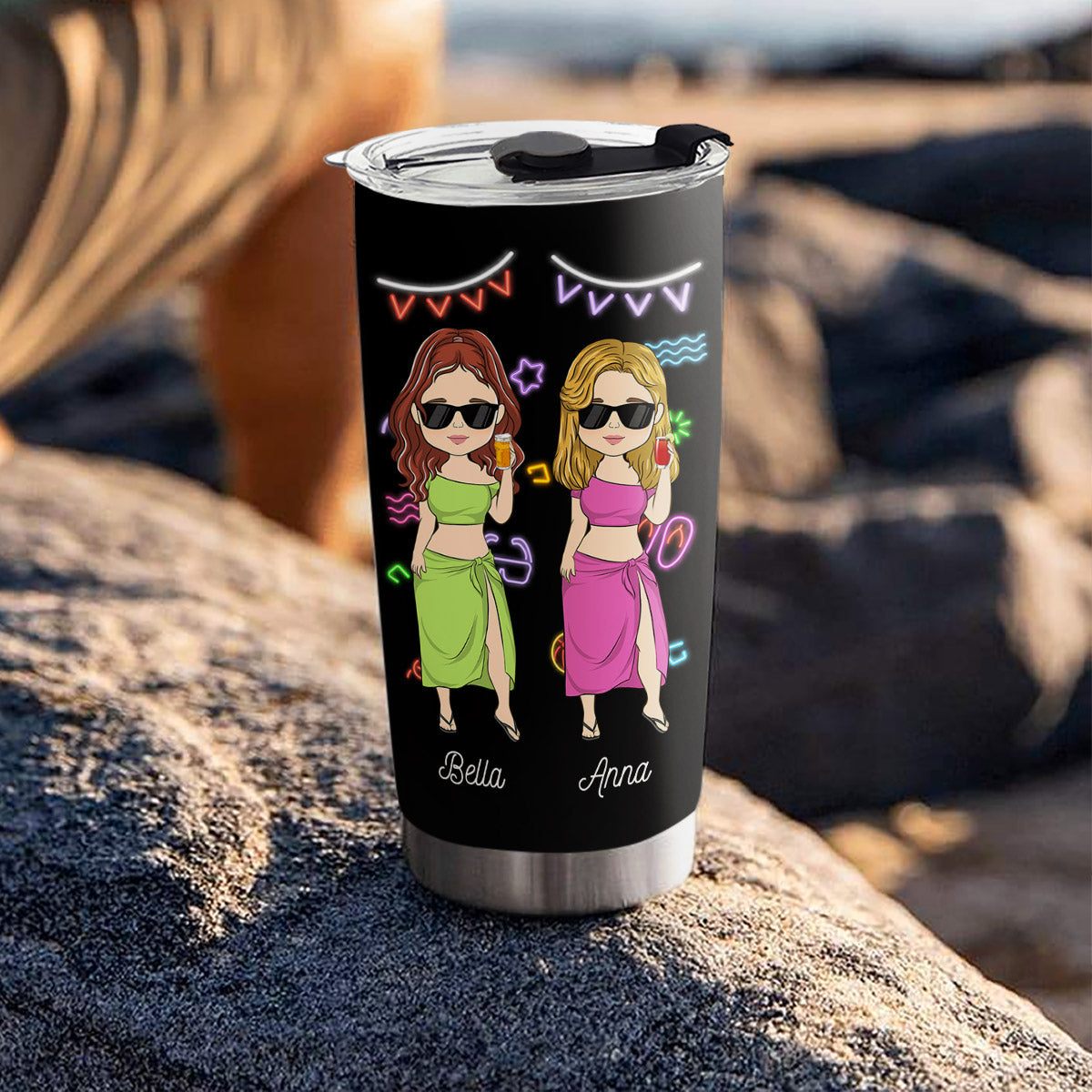 Beaches With Besties - Personalized Custom Tumbler