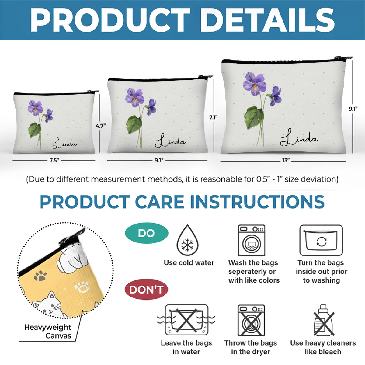 Every Flower Blooms In Its Own Time - Personalized Custom Cosmetic Bag