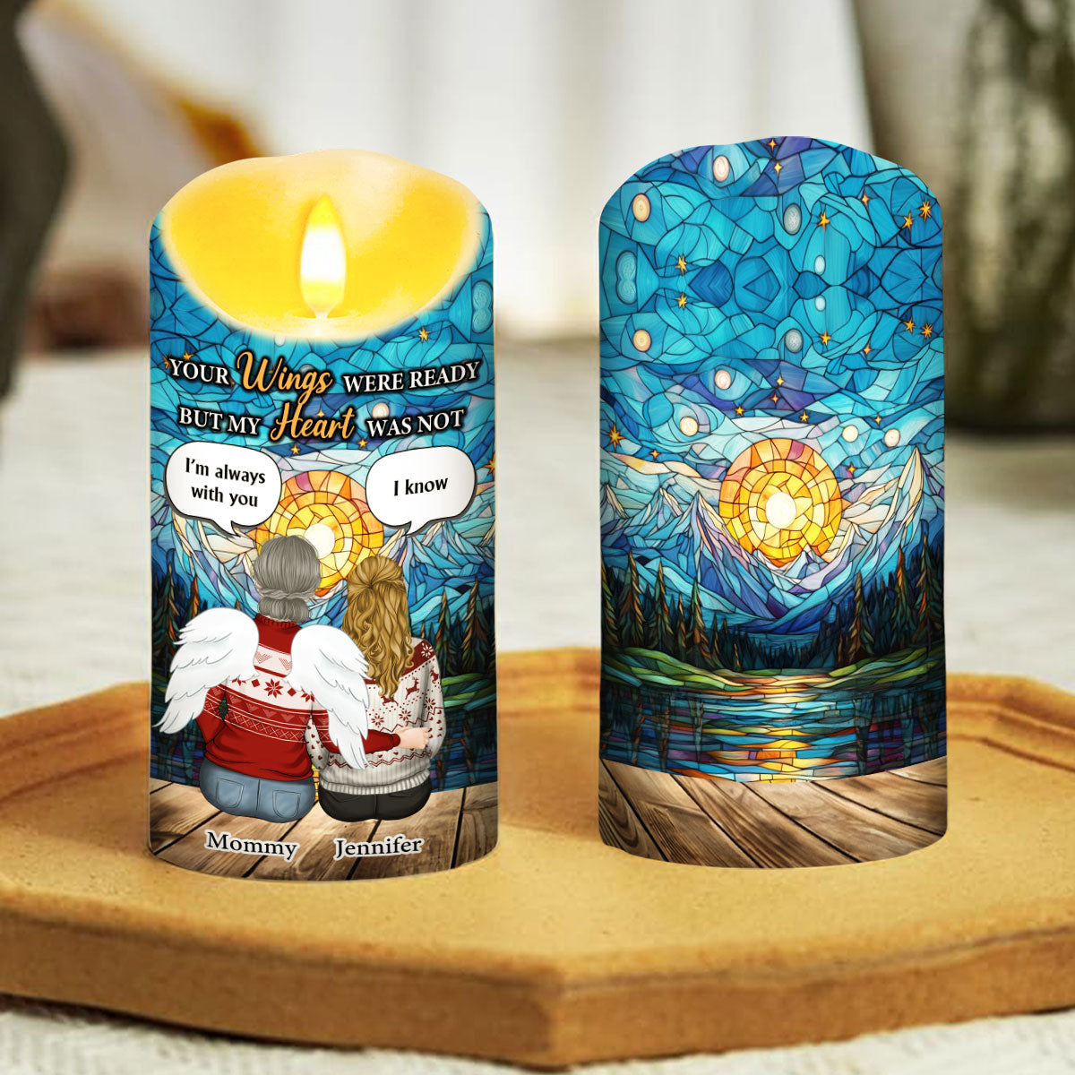Your Wings Were Ready But My Heart Was Not - Personalized Custom LED Candle