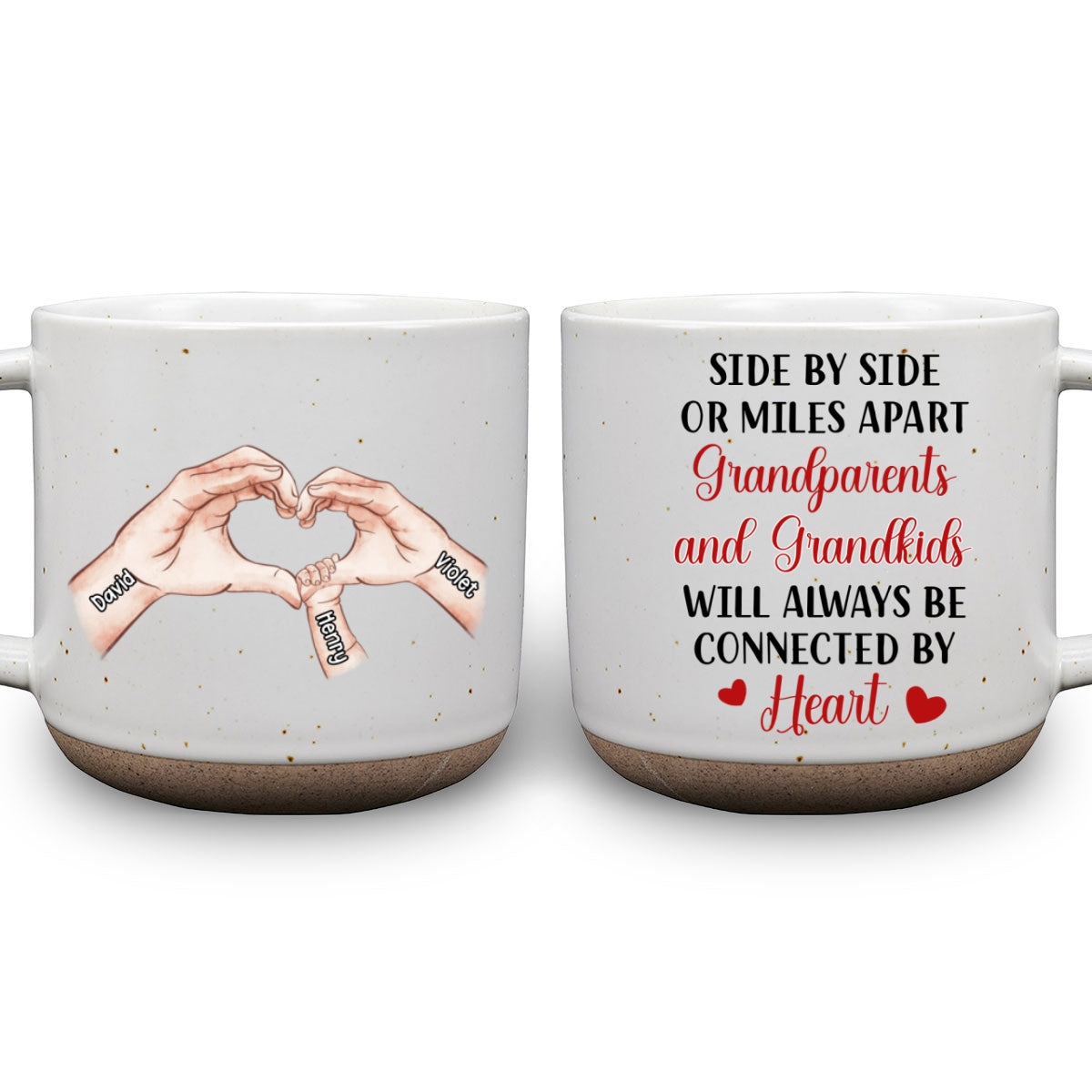 We Will Always Be Connected By Heart - Personalized Custom Pottery Mug