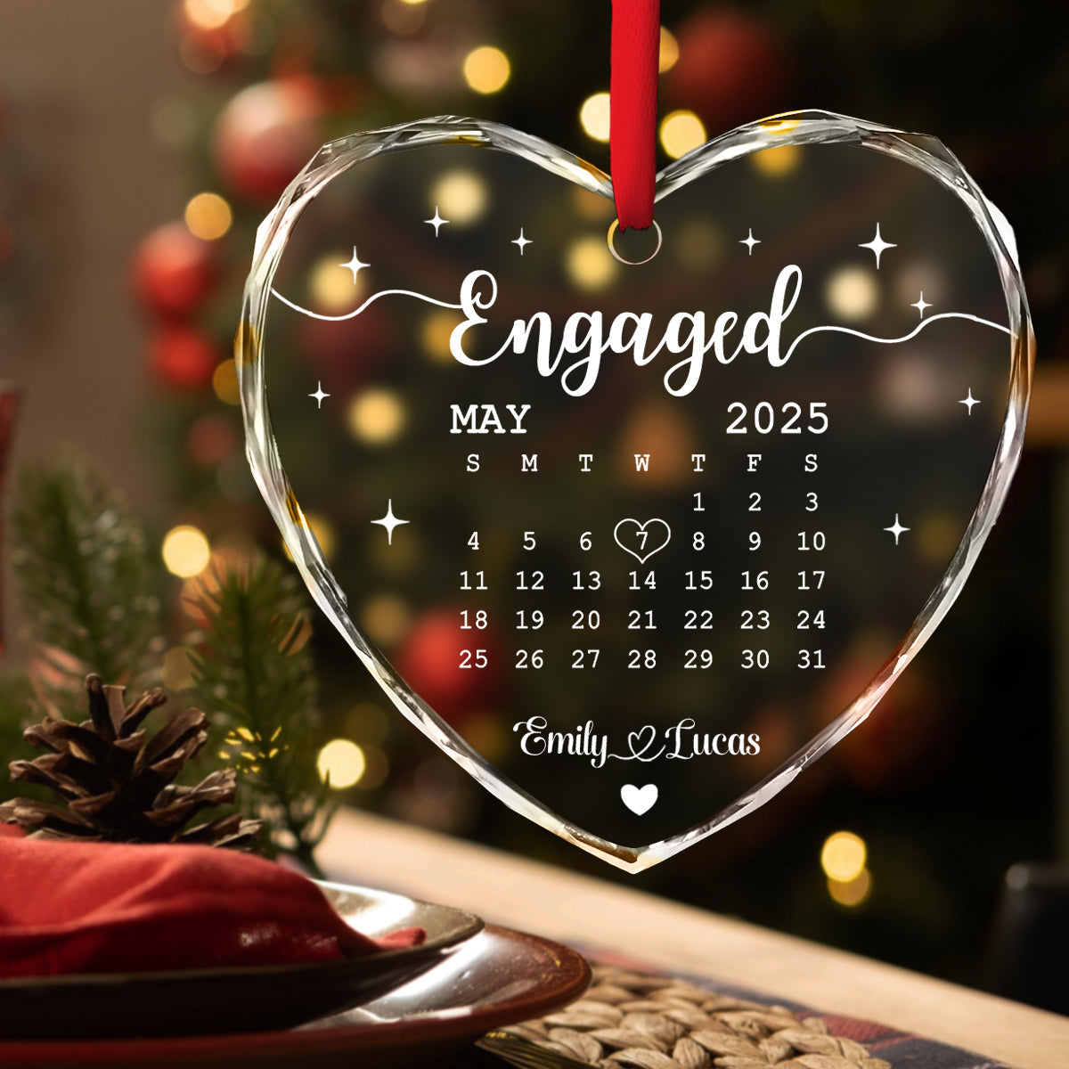 Married - Personalized Custom Glass Ornament