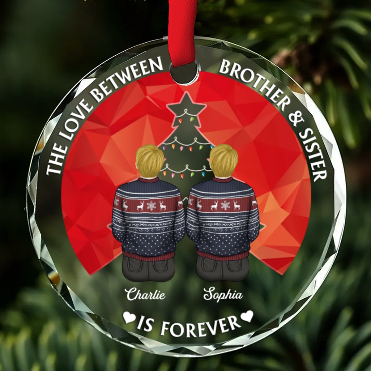 Brothers & Sisters Forever - Personalized Custom Glass Ornament