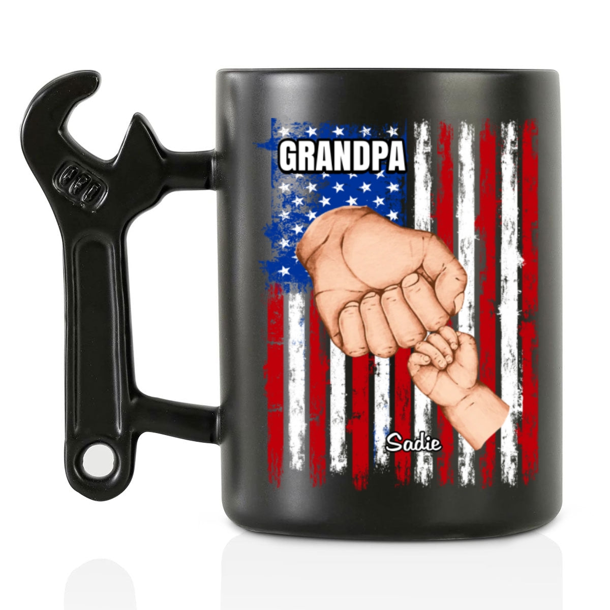 Fist Bump With Grandpa â€?Personalized Custom Wrench Handle Mug