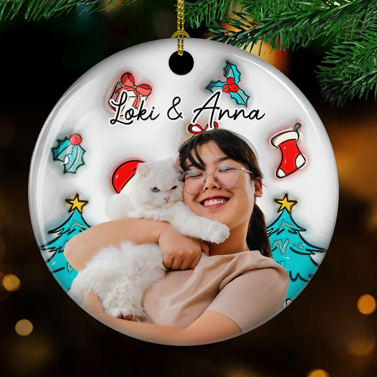Santa Is Coming To Us Photo - Personalized Custom 3D Inflated Effect Ceramic Ornament