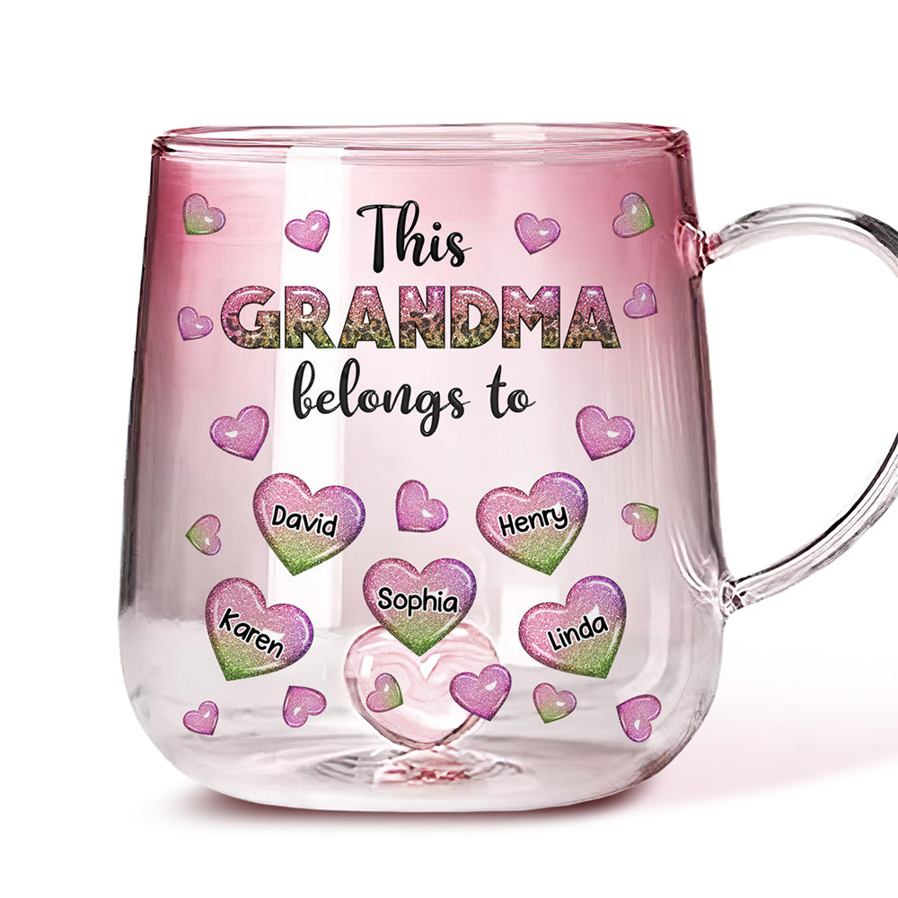 This Mom Belongs To - Personalized Custom Pink Gradient Glass Mug