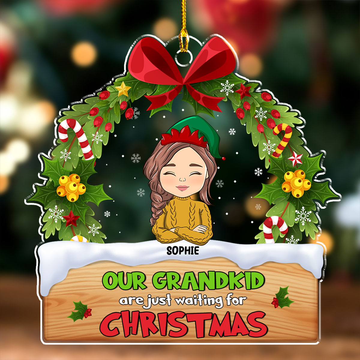 Our Grandkids Are Waiting For Christmas - Personalized Custom Acrylic Ornament