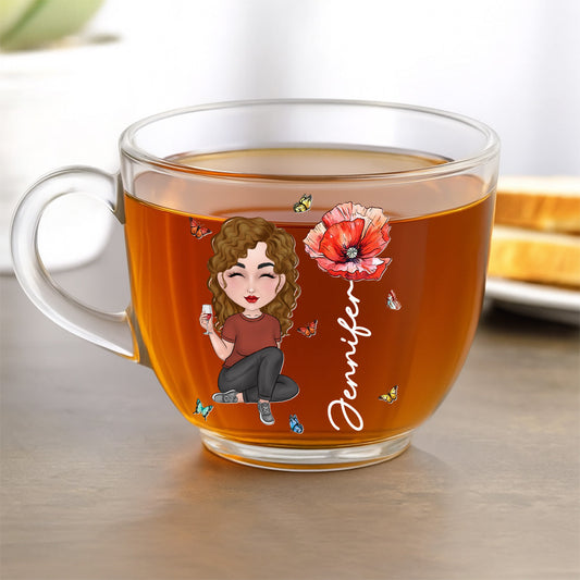 Cartoon Bloom Girl Charm - Personalized Custom Glass Tea Cup