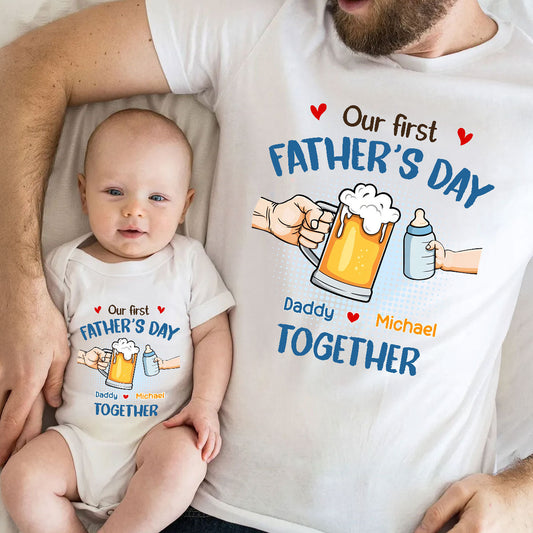 Our First Father Day Cheer - Personalized Custom T-shirt And Onesie
