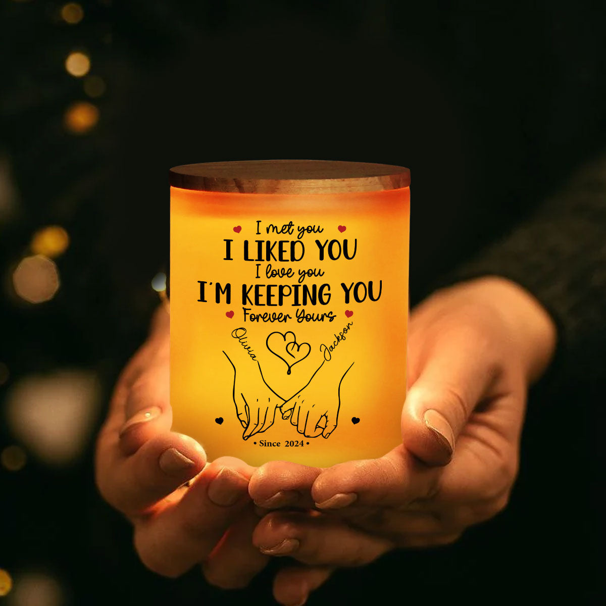 You Are My Happy Place - Personalized Custom Glass Jar With LED Candle