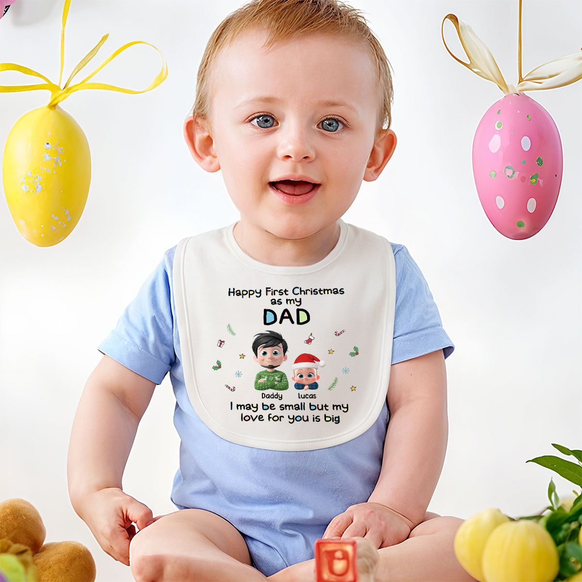 First Christmas Day With Baby - Personalized Custom Baby Bib