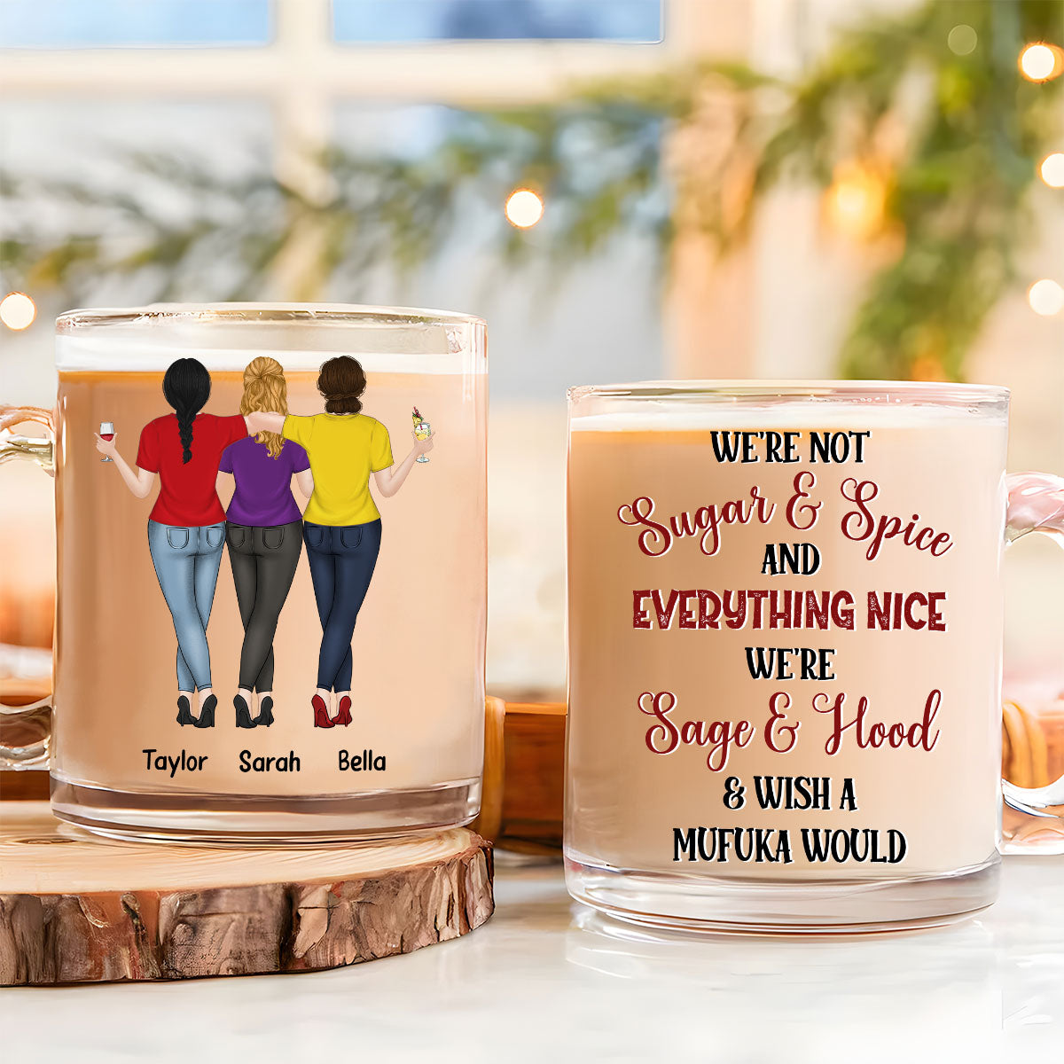 Hood Best Friends - Personalized Custom Glass Mug