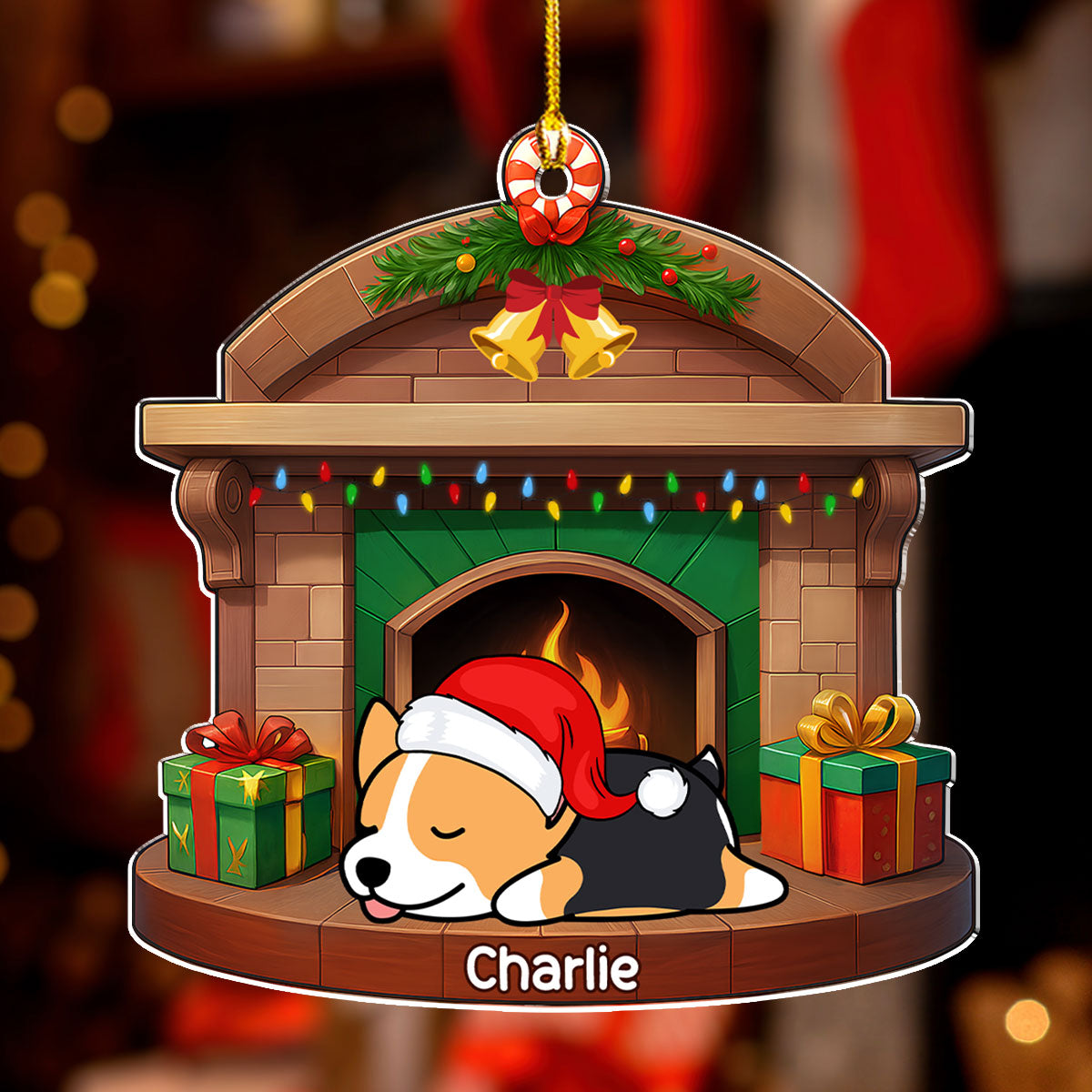 Sleeping Dog Christmas - Personalized Custom Acrylic Ornament