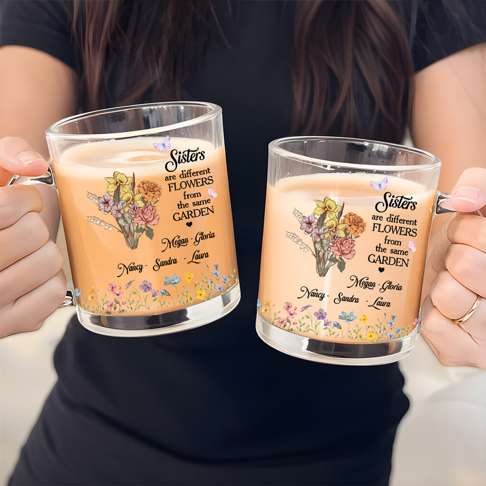 Floral Sisters Forever - Personalized Custom Glass Mug
