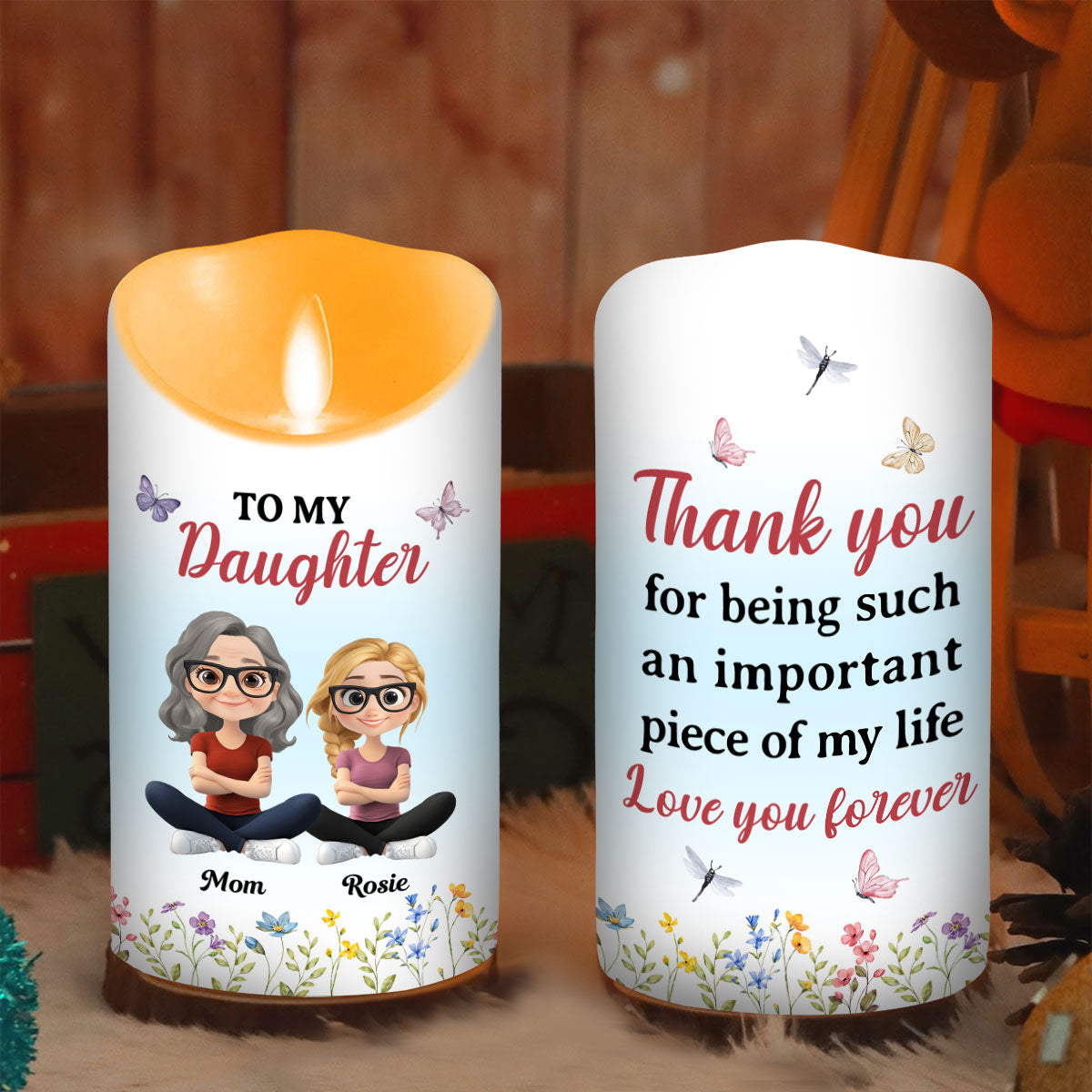 Daughter Is My Important Piece - Personalized Custom LED Candle