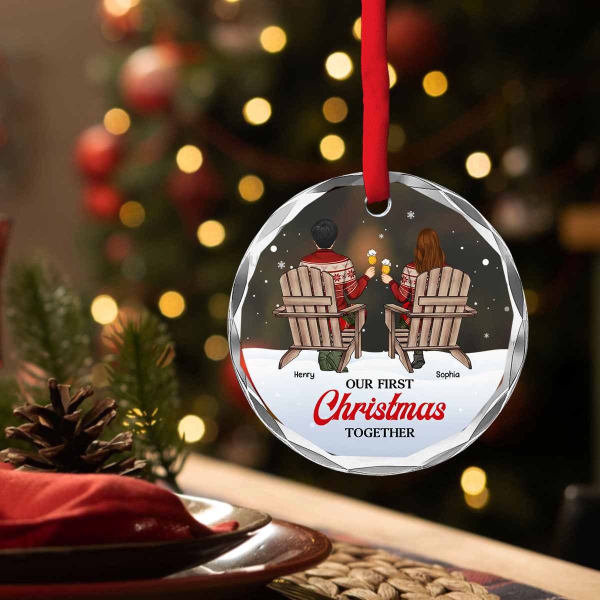 Our loving season -  Personalized Custom Glass Ornament