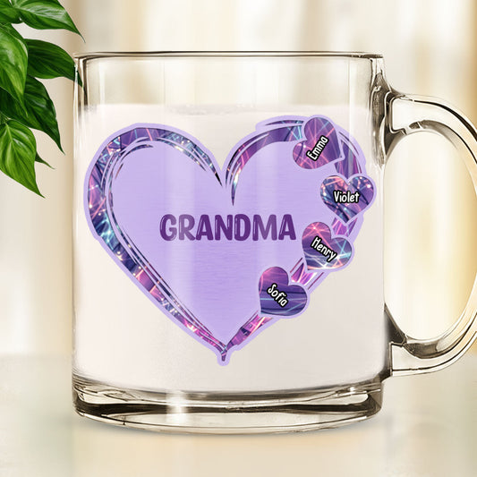 Mom Heart Kids - Personalized Custom Glass Mug