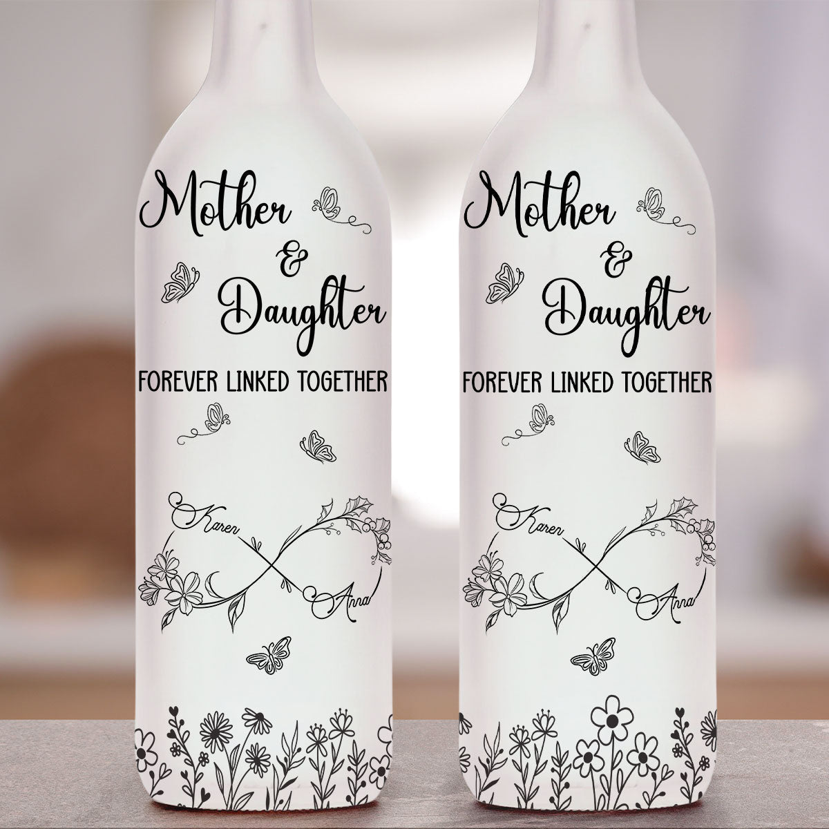 Forever Linked Together - Personalized Custom Bottle Lamp