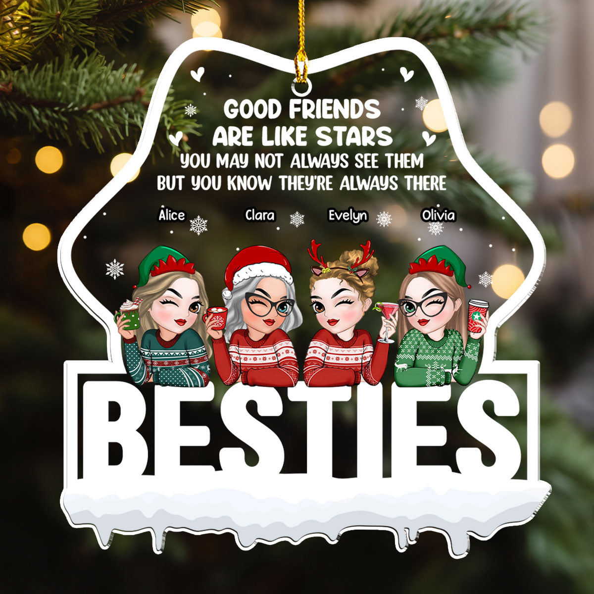 Good Friends Are Always There - Personalized Custom Acrylic Ornament